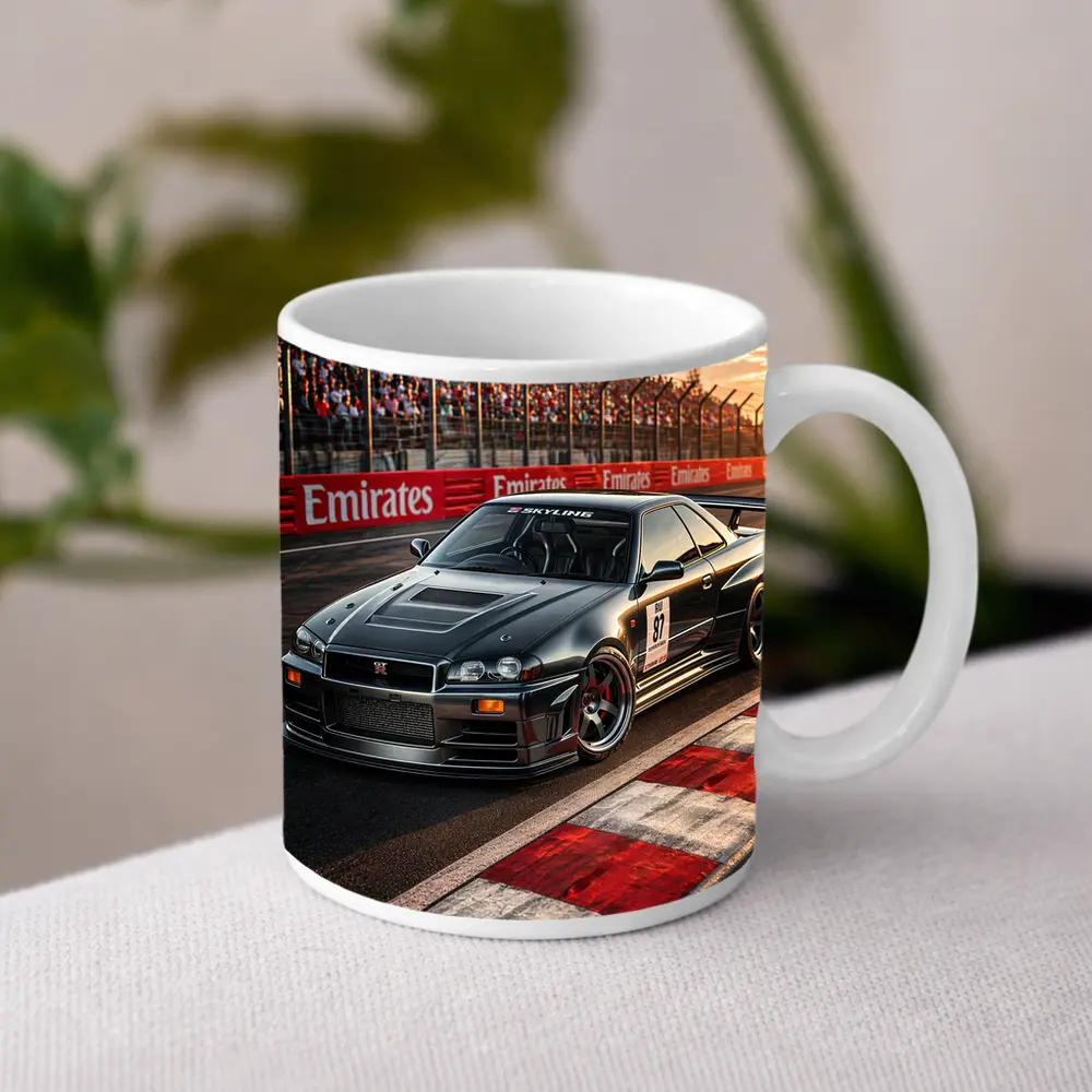 Nissan Skyline GT-R Black Race Track Sunset – Mugs