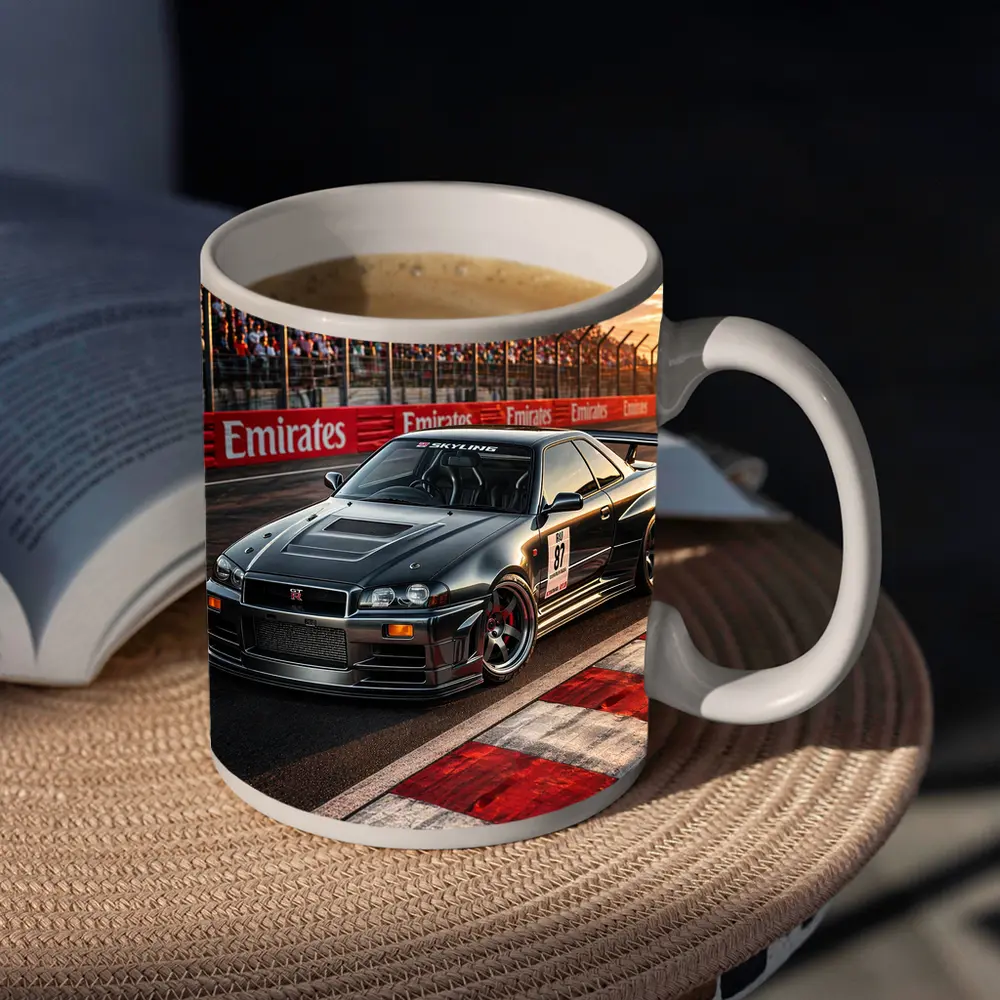 Nissan Skyline GT-R Black Race Track Sunset – Mugs