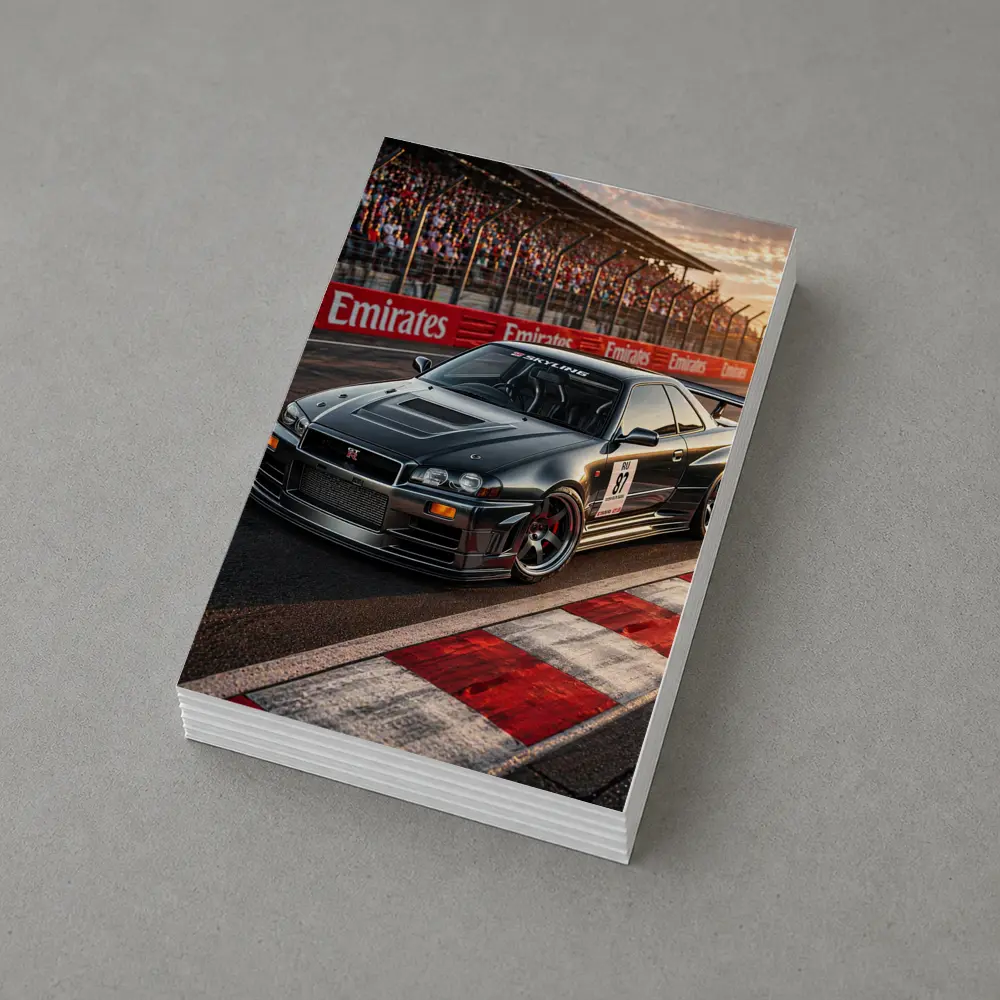 Nissan Skyline GT-R Black Race Track Sunset – Postcards