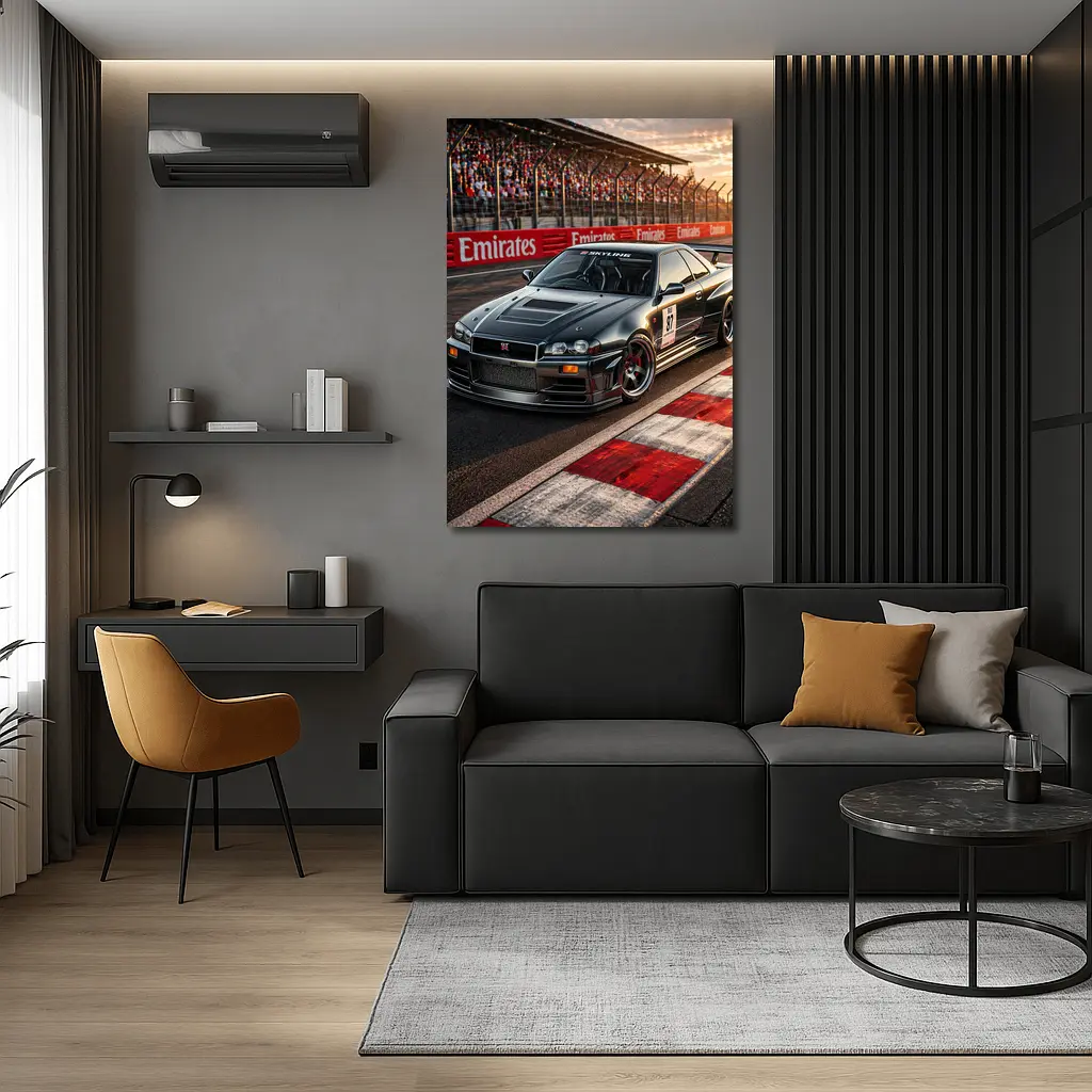 Nissan Skyline GT-R Black Race Track Sunset – Wall Art