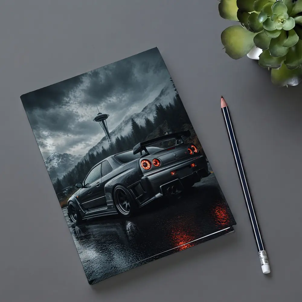 Nissan Skyline GT-R Rainy Dark Mountain Road – Notebooks