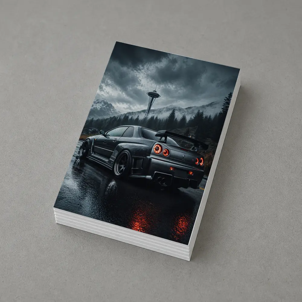 Nissan Skyline GT-R Rainy Dark Mountain Road – Postcards