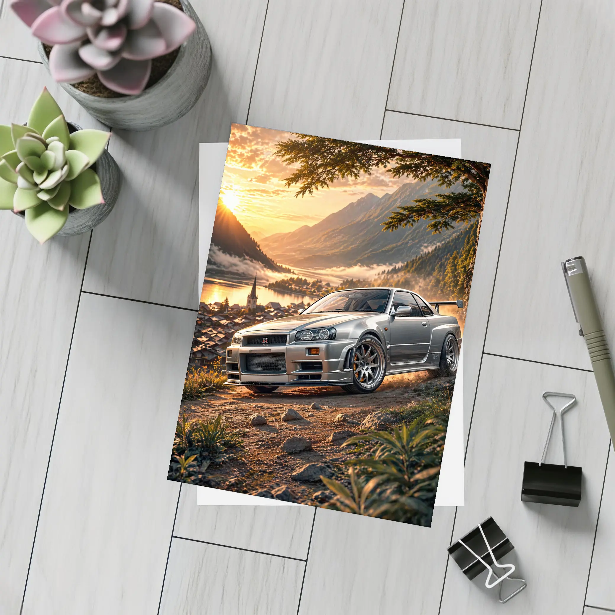 Nissan Skyline GT-R Silver Mountain Sunset – Postcards