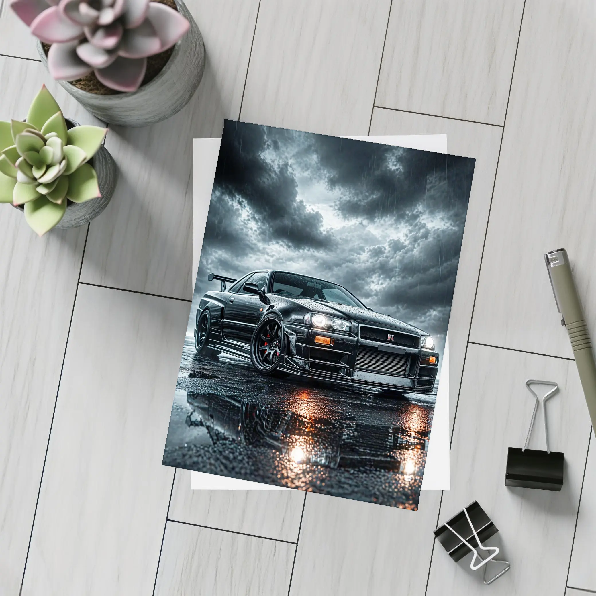 Nissan Skyline GT-R Black Rainy Storm – Postcards