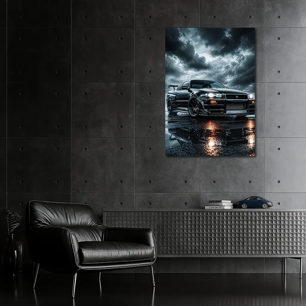 Nissan Skyline GT-R Black Rainy Storm – Wall Art