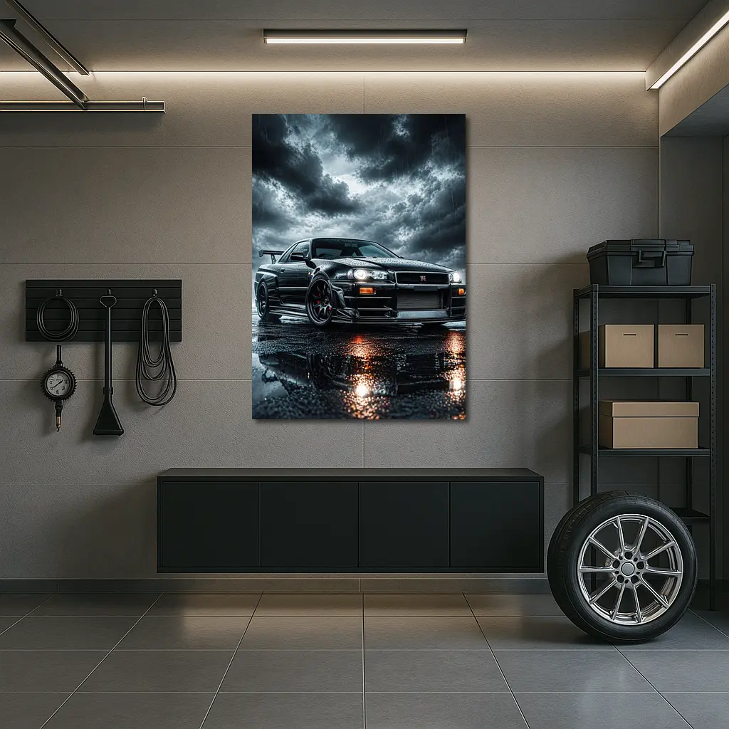 Nissan Skyline GT-R Black Rainy Storm – Wall Art