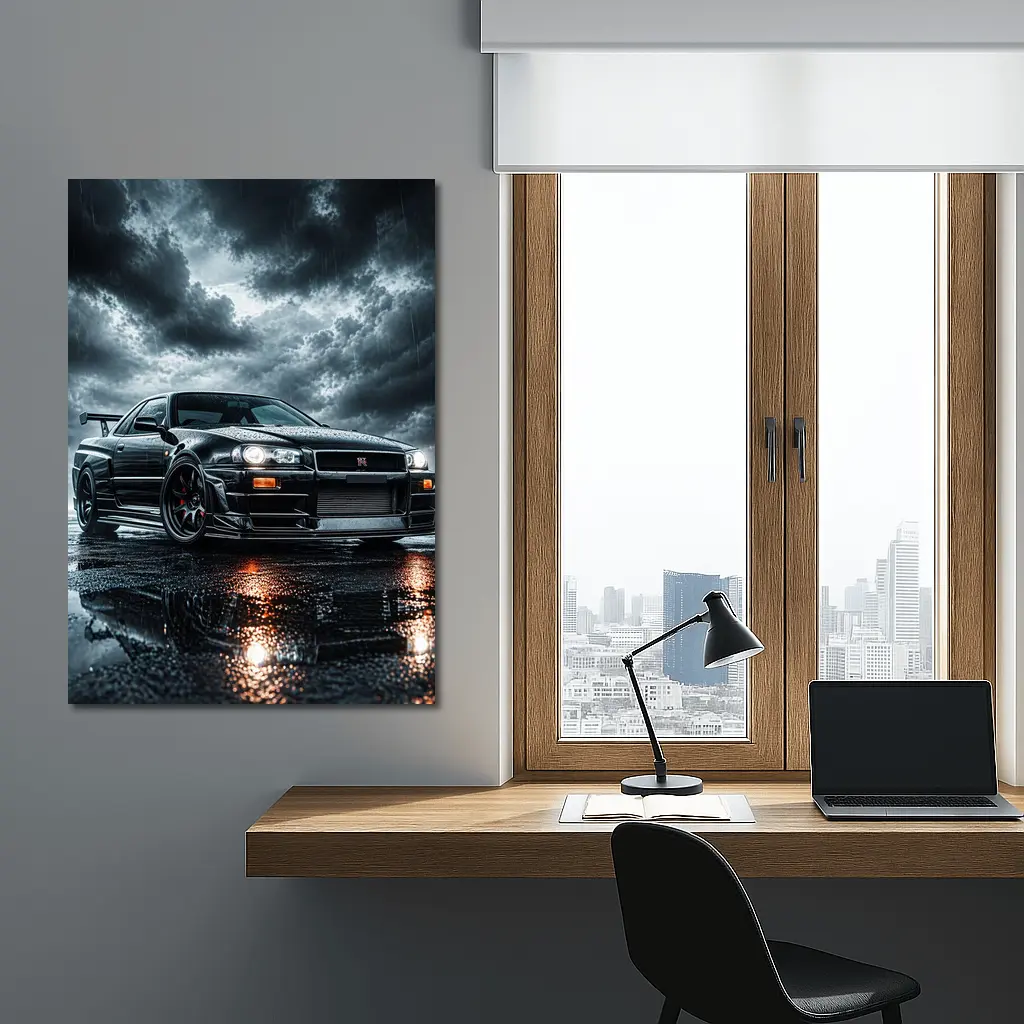 Nissan Skyline GT-R Black Rainy Storm – Wall Art