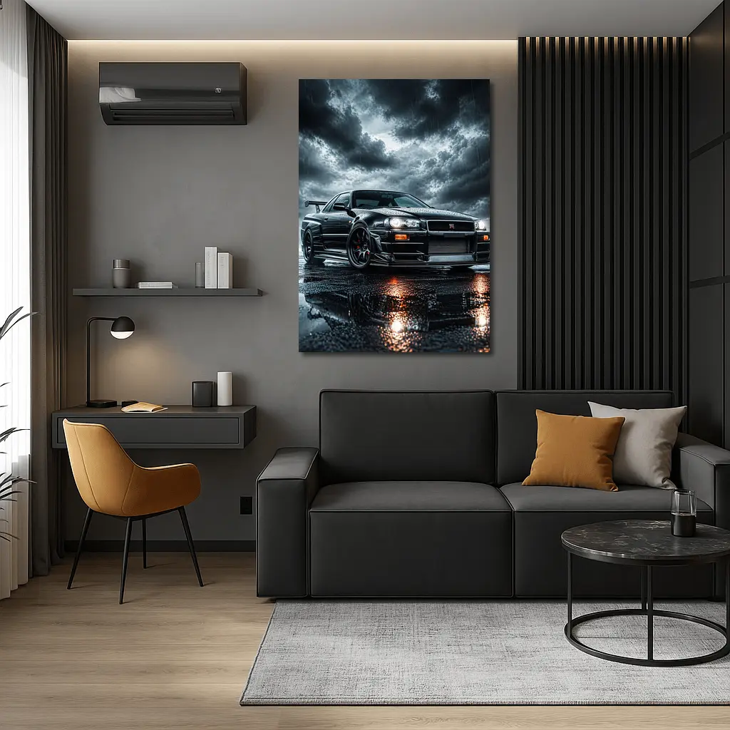 Nissan Skyline GT-R Black Rainy Storm – Wall Art