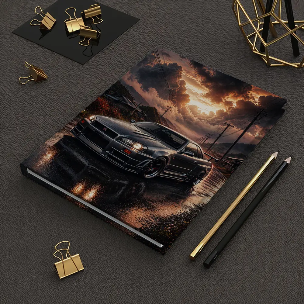 Nissan Skyline GT-R Wet Road Sunset Scene – Notebooks