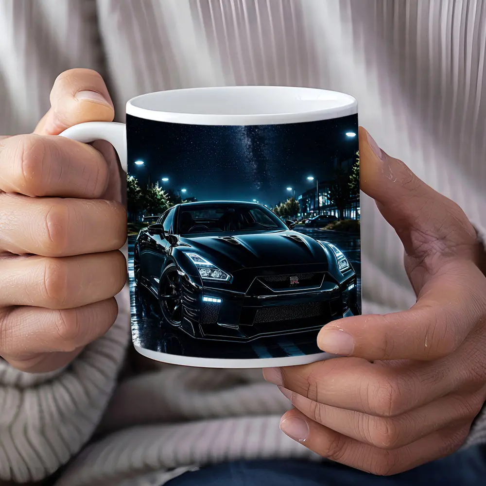 Nissan GT-R Black Night Wet Street – Mugs