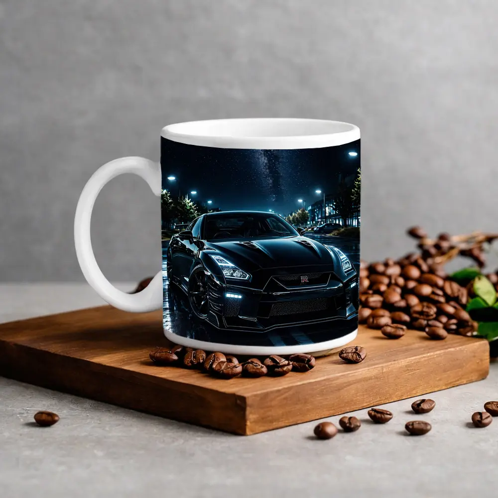 Nissan GT-R Black Night Wet Street – Mugs