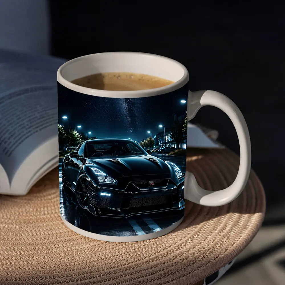 Nissan GT-R Black Night Wet Street – Mugs