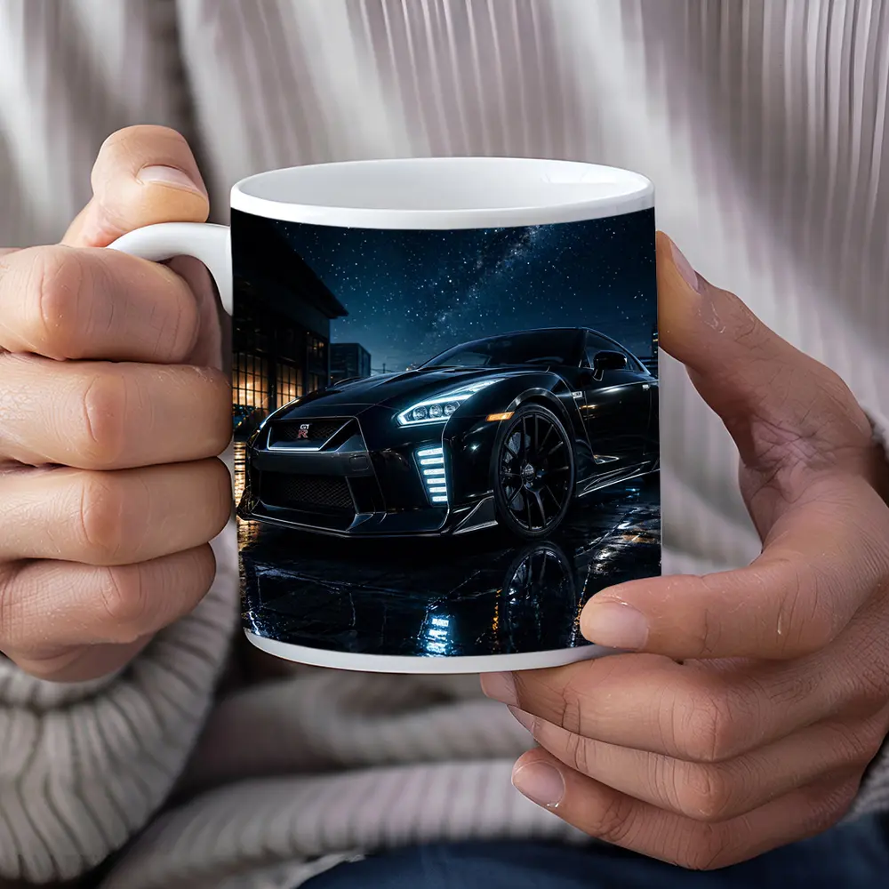 Nissan GT-R Black Under Starry Night Sky – Mugs