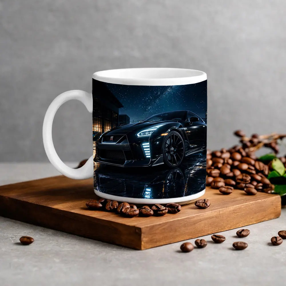 Nissan GT-R Black Under Starry Night Sky – Mugs