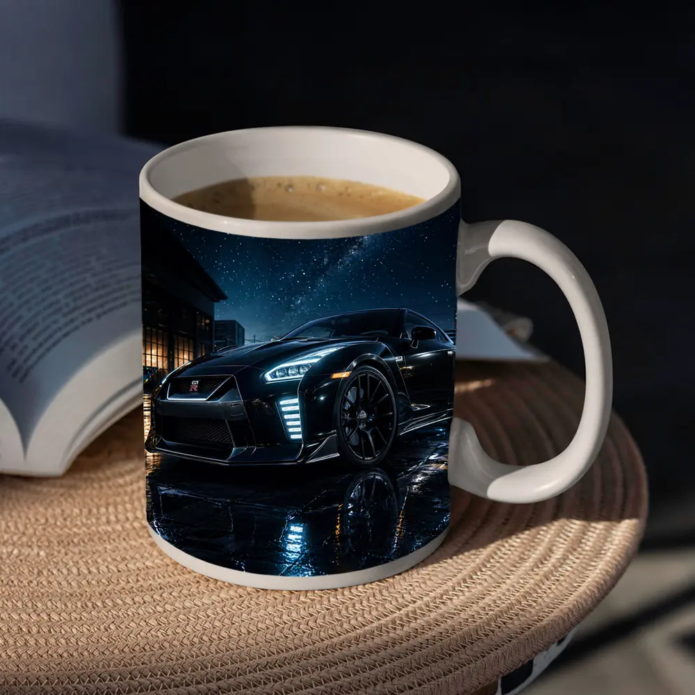 Nissan GT-R Black Under Starry Night Sky – Mugs