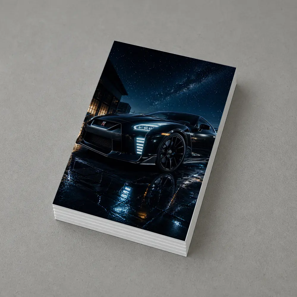 Nissan GT-R Black Under Starry Night Sky – Postcards