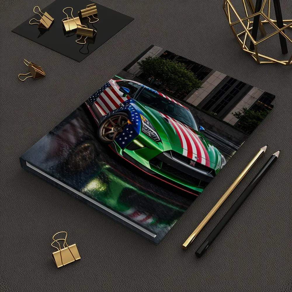 Nissan GT-R Green US Flag Rainy City – Notebooks