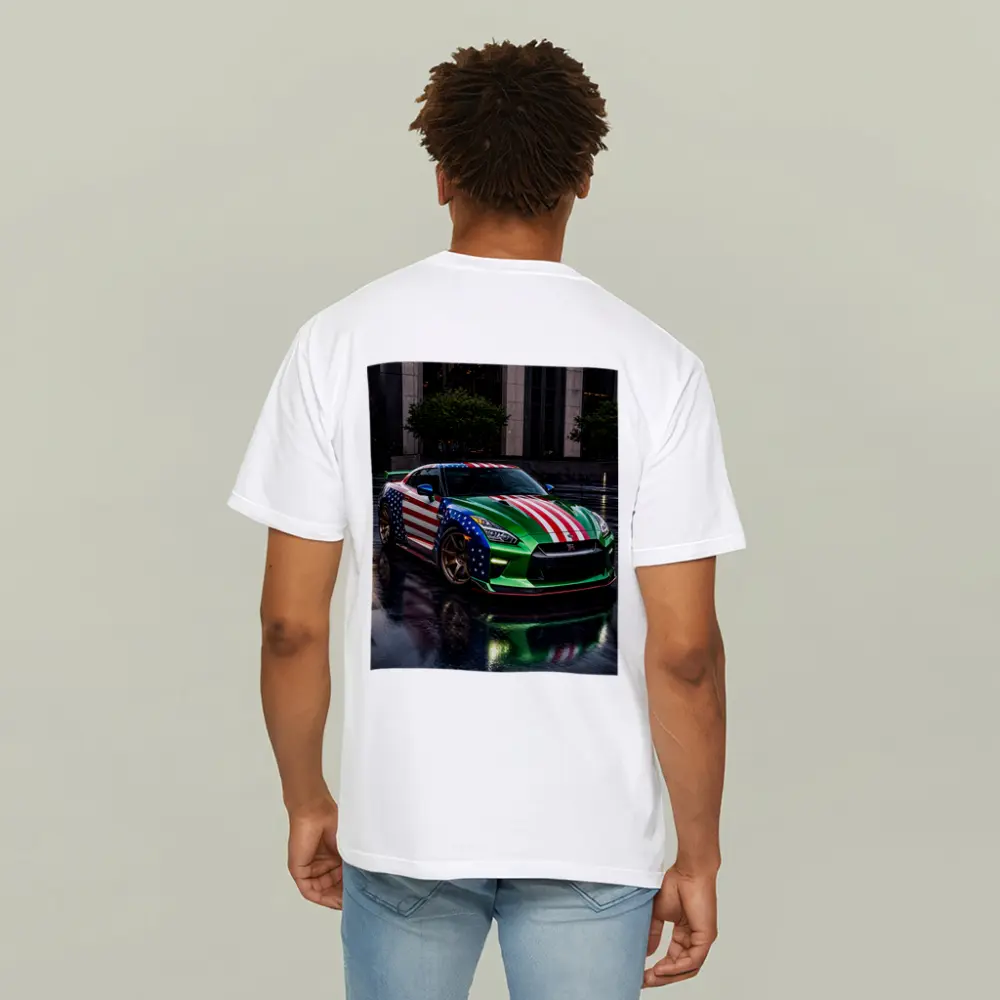 Nissan GT-R Green US Flag Rainy City – T-Shirts
