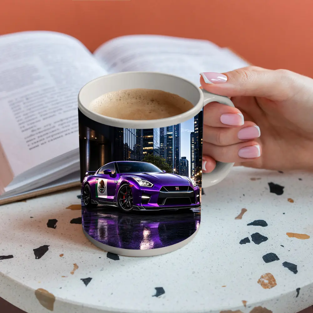 Nissan GT-R Purple Mexican Flag City Night – Mugs
