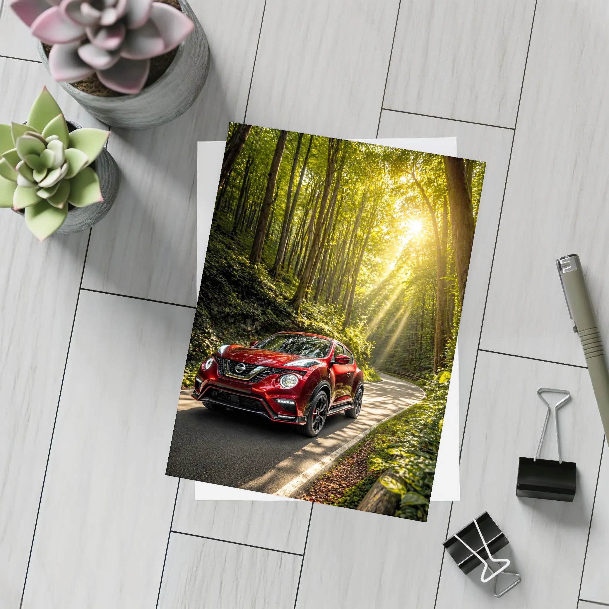 Nissan Juke Nismo Red Forest Road Drive – Postcards