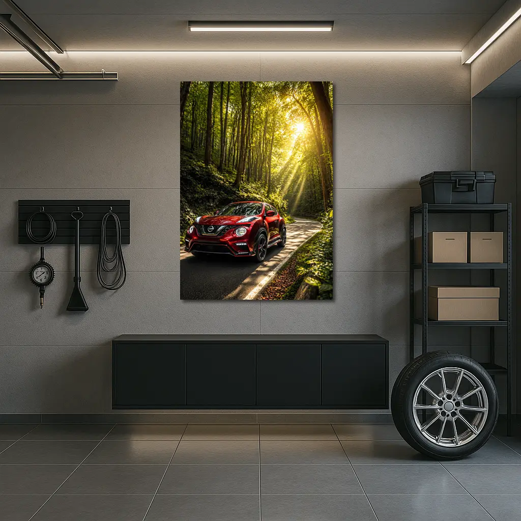 Nissan Juke Nismo Red Forest Road Drive – Wall Art