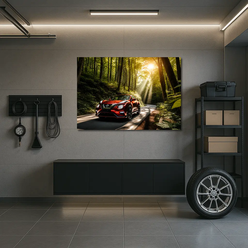 Nissan Juke Nismo Red Forest Road Drive – Wall Art