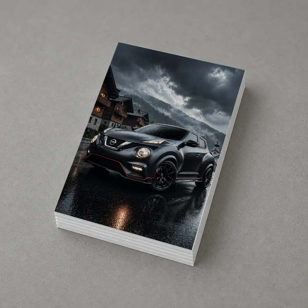 Nissan Juke Nismo Dark Rainy Mountain Village – Postcards