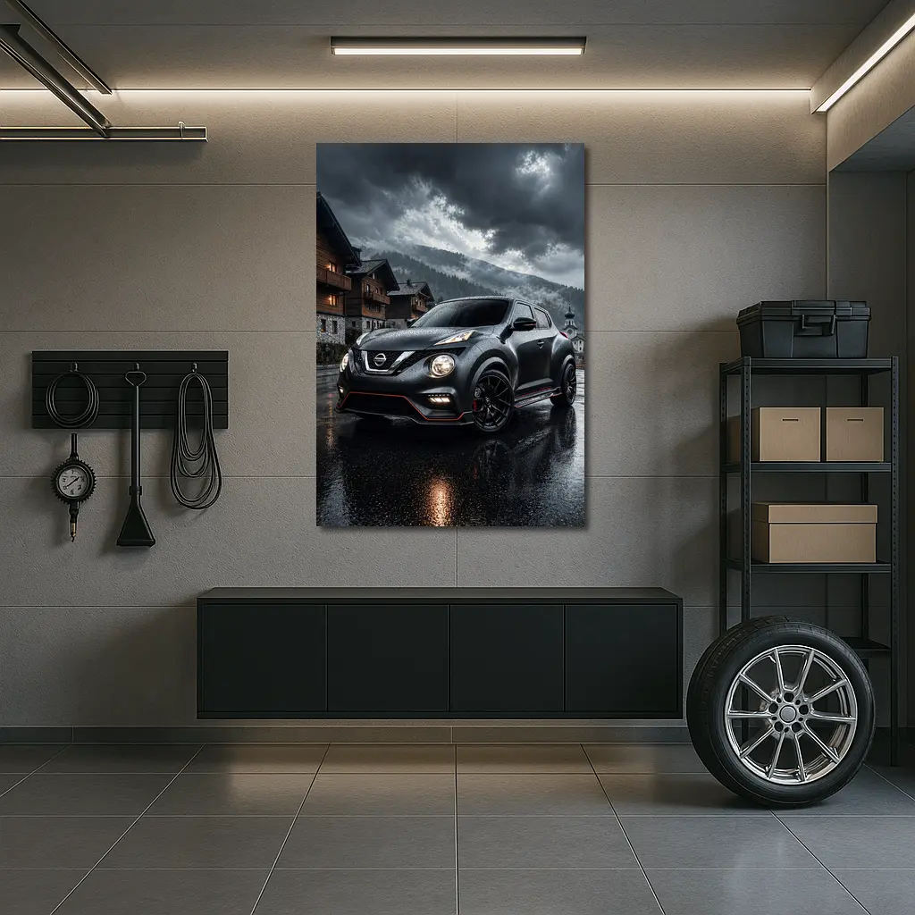 Nissan Juke Nismo Dark Rainy Mountain Village – Wall Art