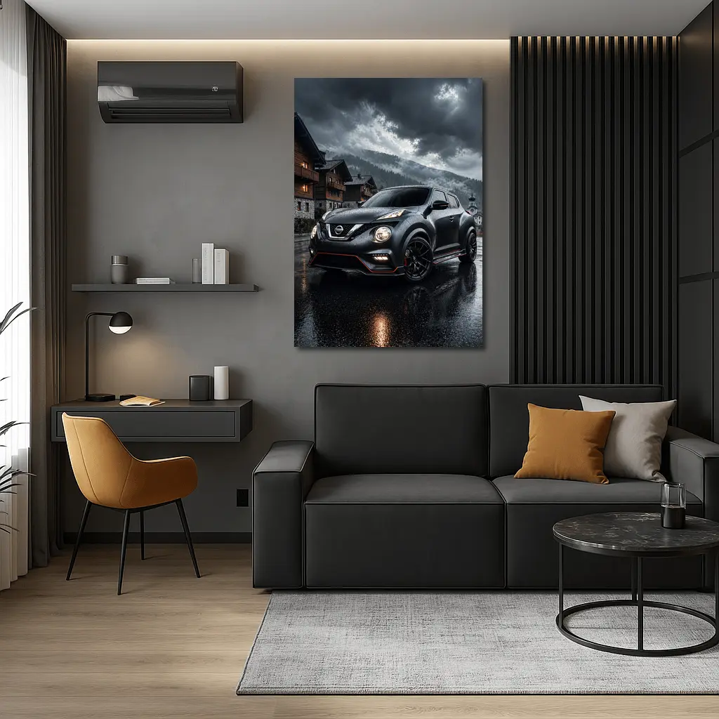 Nissan Juke Nismo Dark Rainy Mountain Village – Wall Art