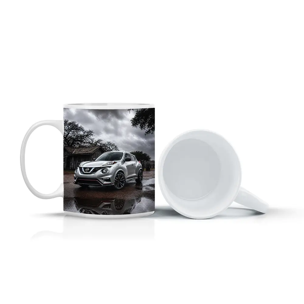 Nissan Juke Nismo Silver Rainy Rural Setting – Mugs