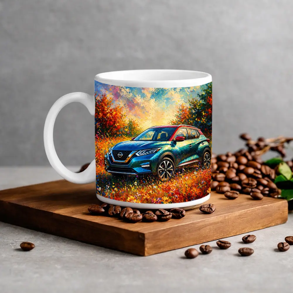 Nissan Kicks Oil Painting Colorful Flower Field – Mugs