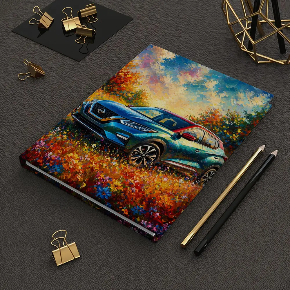 Nissan Kicks Oil Painting Colorful Flower Field – Notebooks