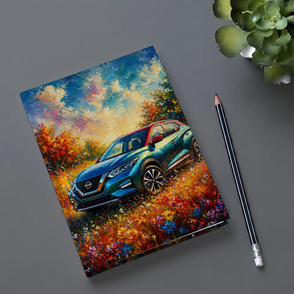 Nissan Kicks Oil Painting Colorful Flower Field – Notebooks