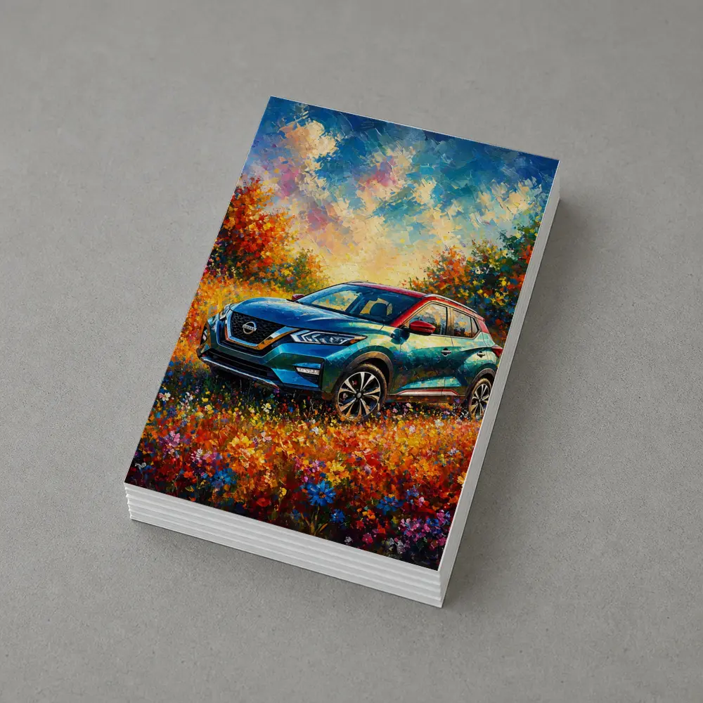 Nissan Kicks Oil Painting Colorful Flower Field – Postcards