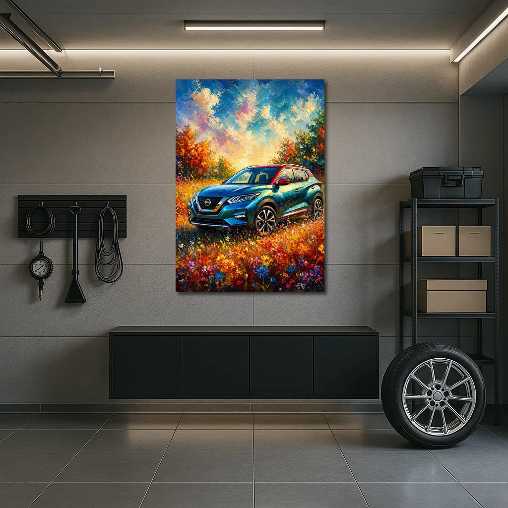 Nissan Kicks Oil Painting Colorful Flower Field – Wall Art