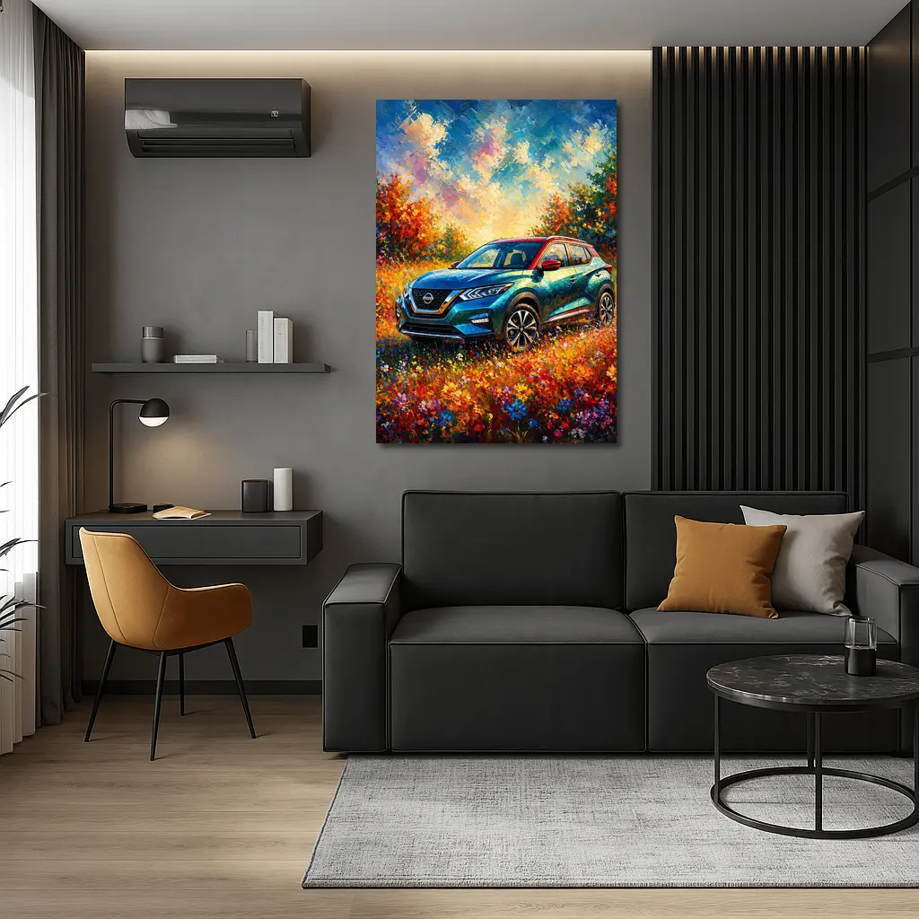 Nissan Kicks Oil Painting Colorful Flower Field – Wall Art