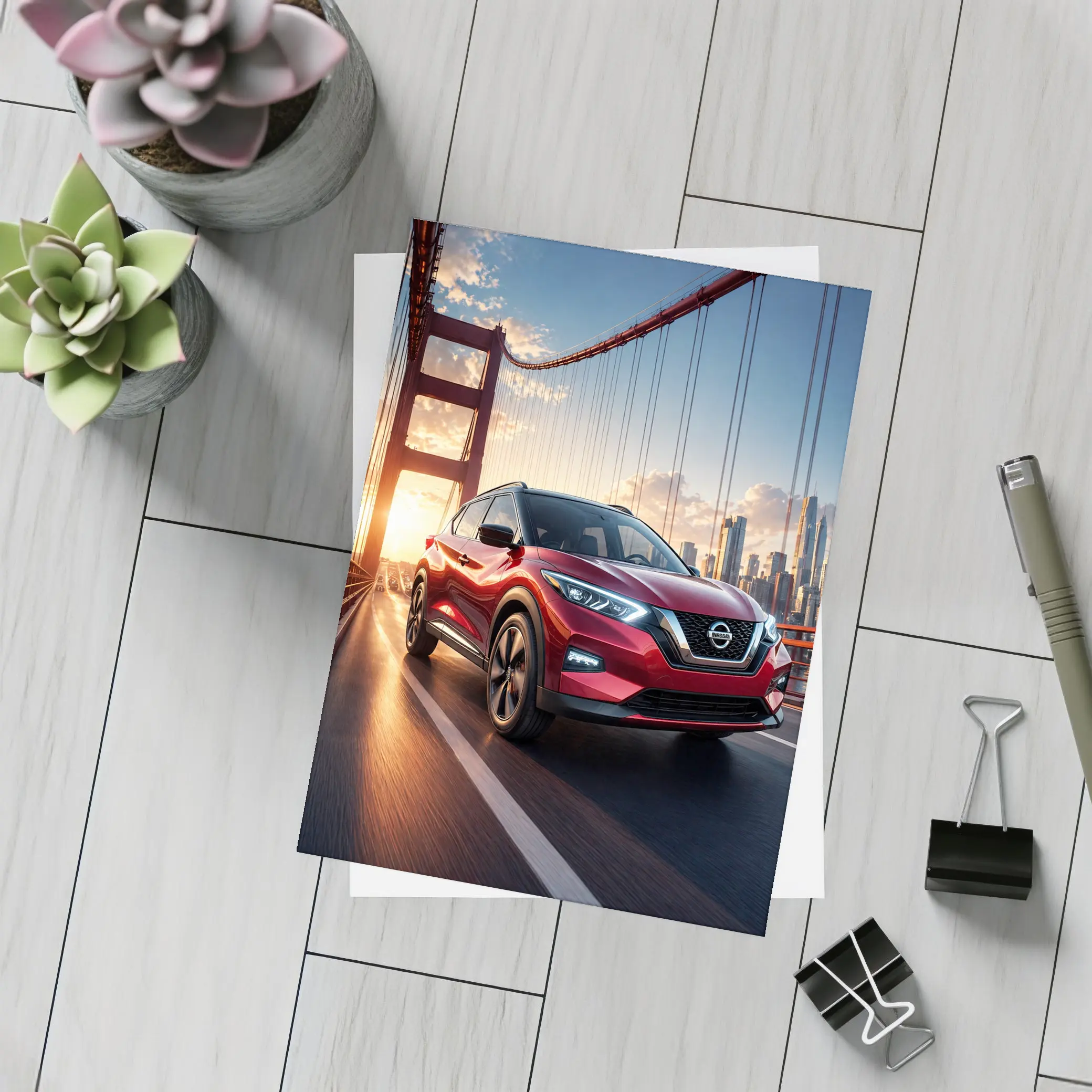 Nissan Kicks Red SUV Bridge City – Postcards