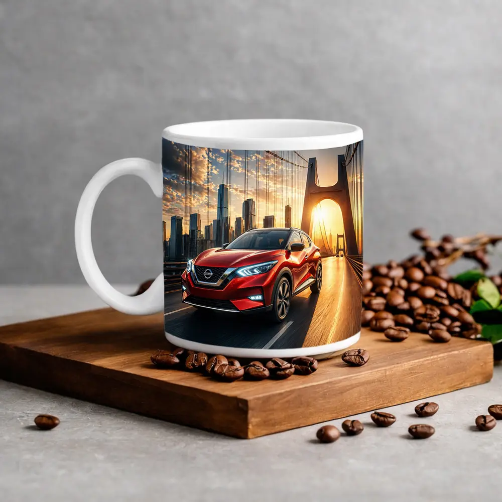 Nissan Kicks Red SUV Bridge City Sunset – Mugs