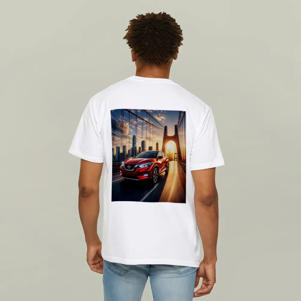 Nissan Kicks Red SUV Bridge City Sunset – T-Shirts