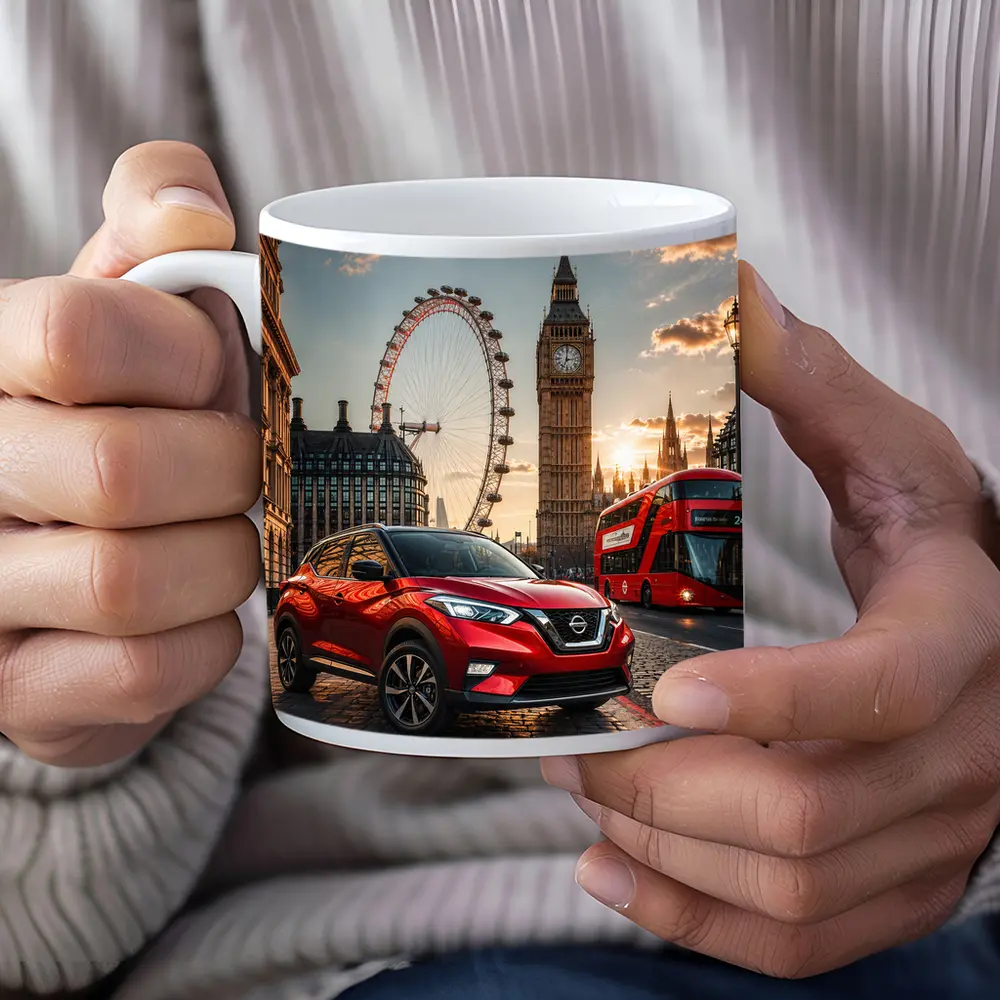 Nissan Kicks Red SUV London Sunset – Mugs
