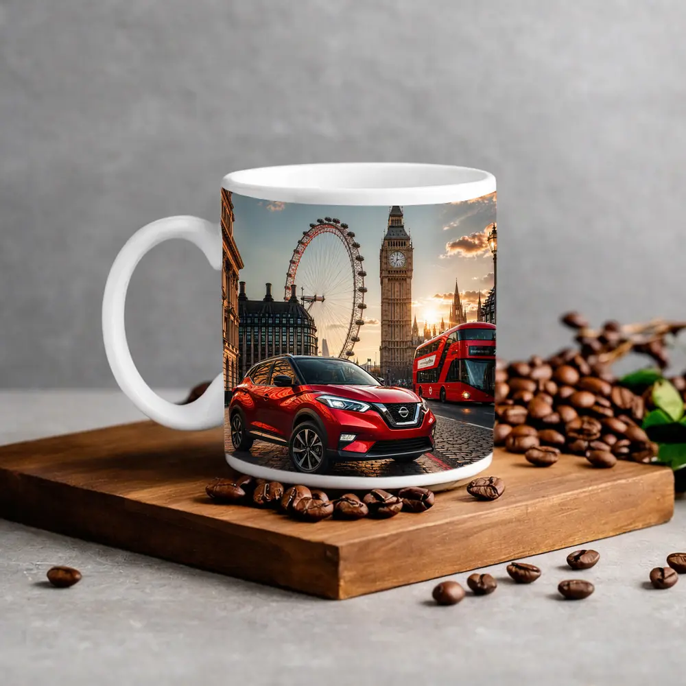 Nissan Kicks Red SUV London Sunset – Mugs