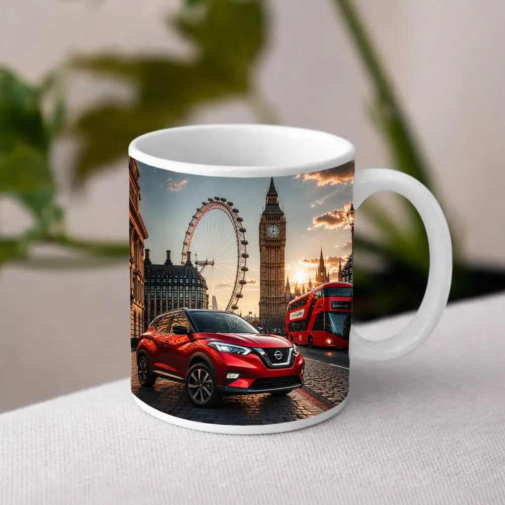 Nissan Kicks Red SUV London Sunset – Mugs
