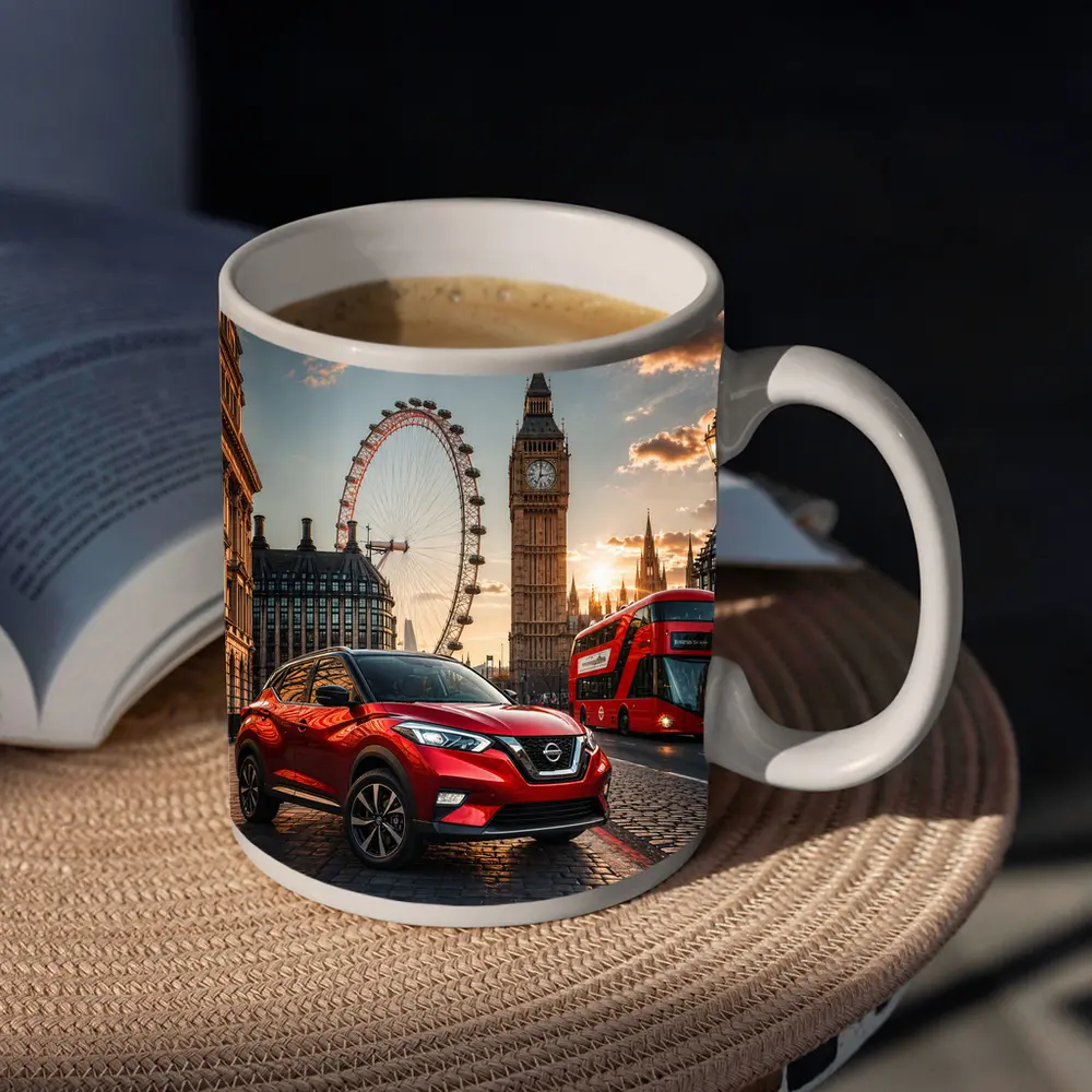 Nissan Kicks Red SUV London Sunset – Mugs