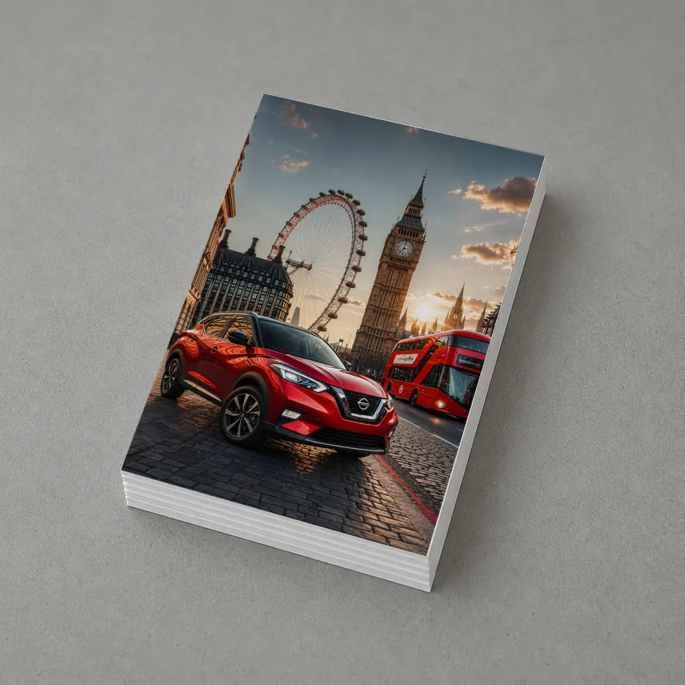 Nissan Kicks Red SUV London Sunset – Postcards