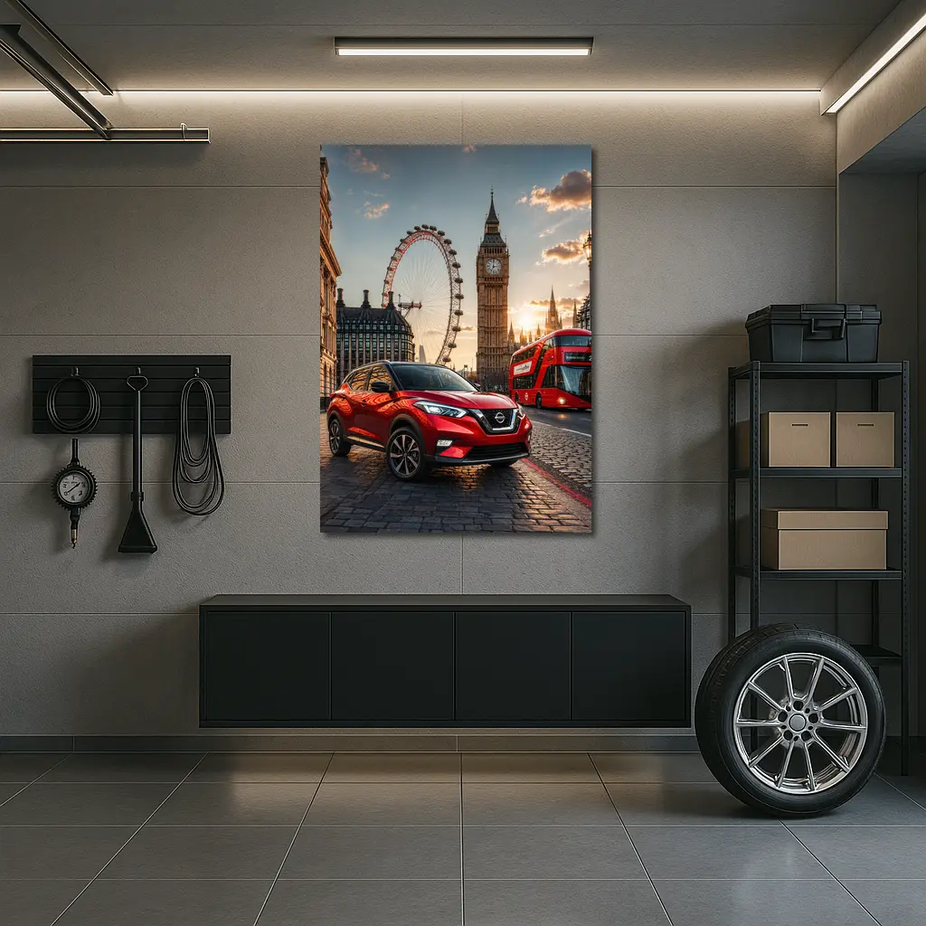 Nissan Kicks Red SUV London Sunset – Wall Art