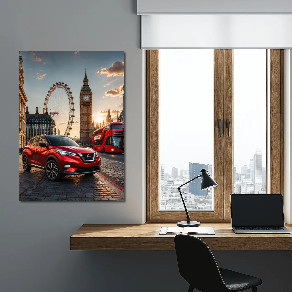 Nissan Kicks Red SUV London Sunset – Wall Art