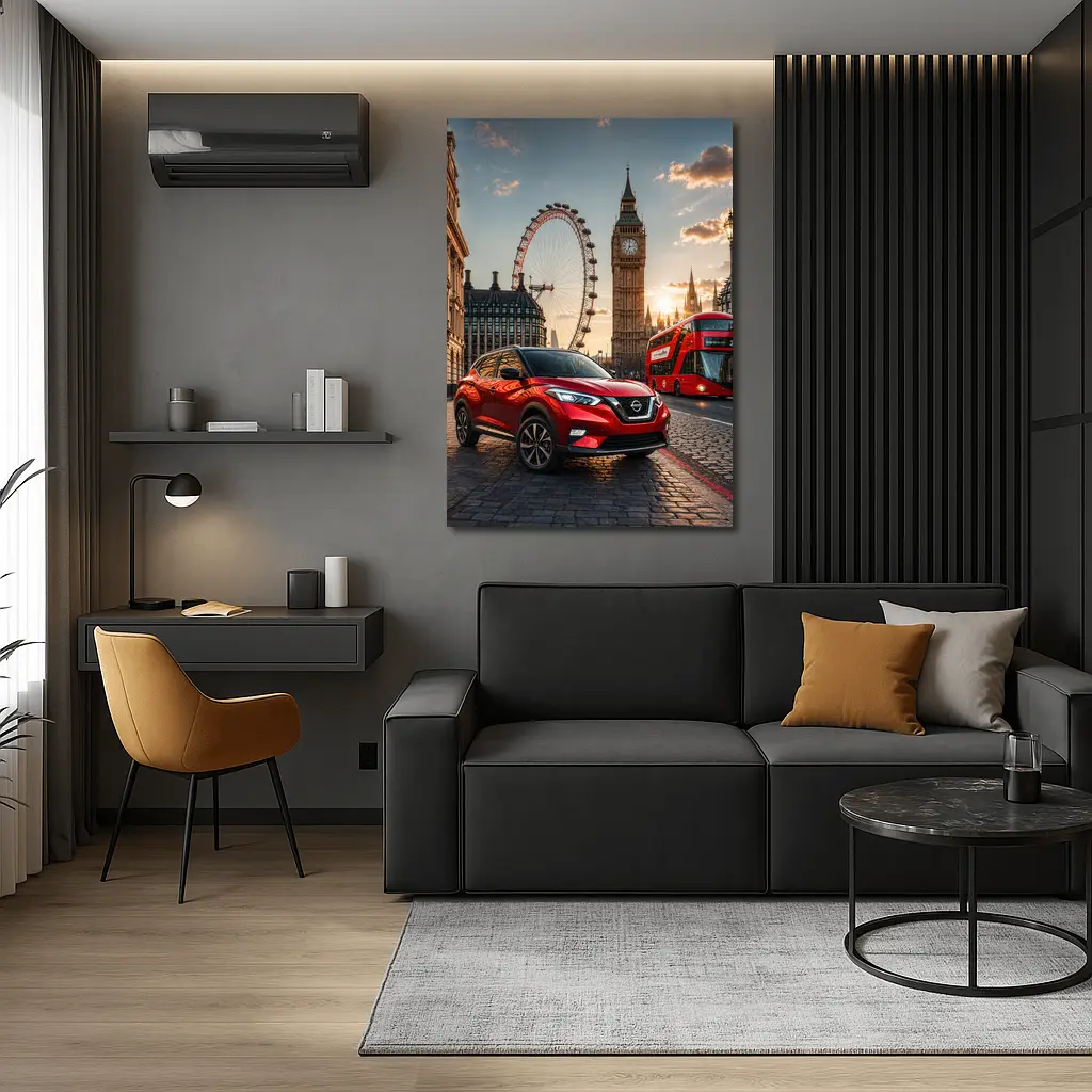 Nissan Kicks Red SUV London Sunset – Wall Art