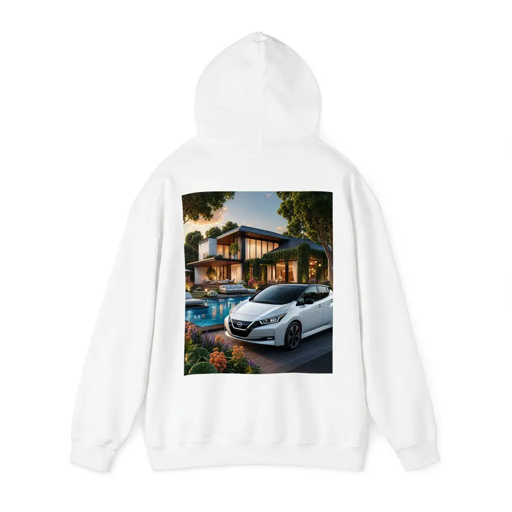 Nissan Leaf Parked Outside Luxury Modern Home – Hoodies