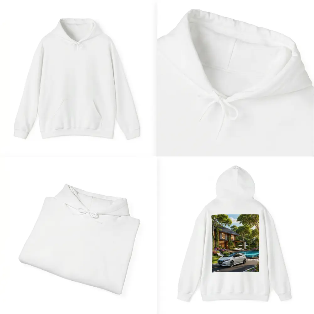 Nissan Leaf White Car Luxury Villa Pool – Hoodies