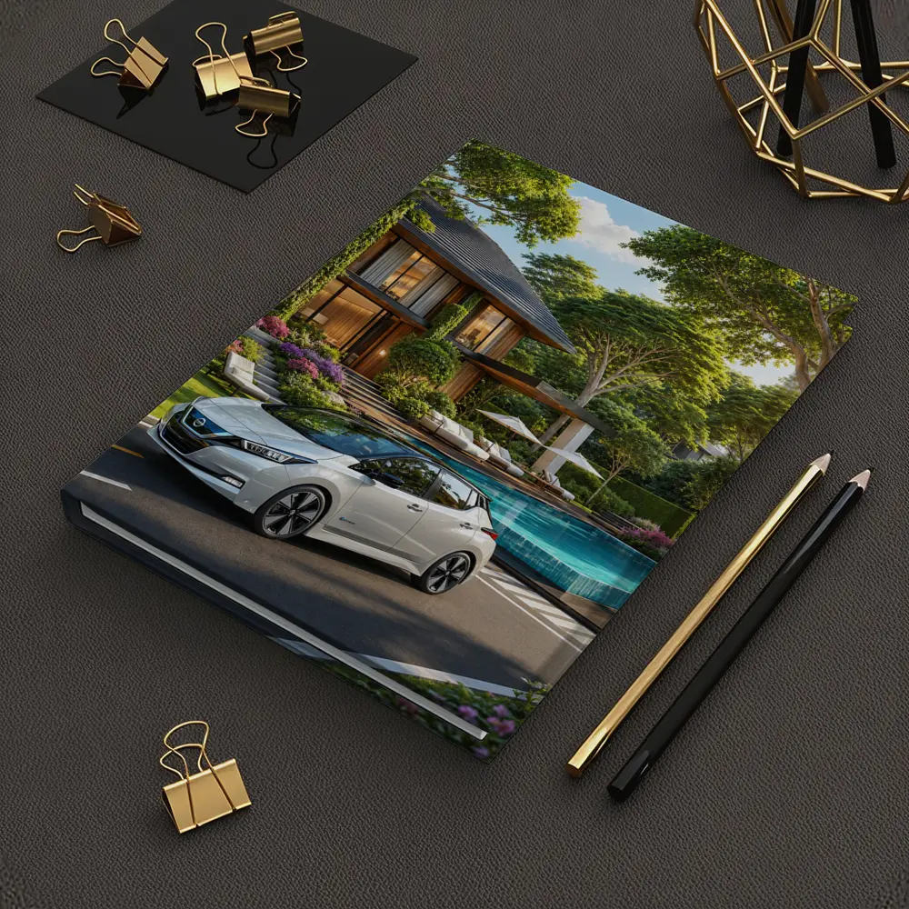 Nissan Leaf White Car Luxury Villa Pool – Notebooks